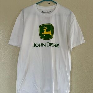 John Deere White Tee with Green Logo